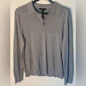 Banana Republic Men’s Long-Sleeve Polo Sweater, Grey, Size L